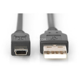 Digitus USB 2.0 Kabel, USB-A Stecker > mini USB Stecker schwarz, 1 Meter