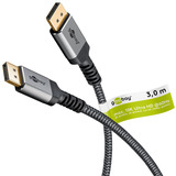 goobay Plus DisplayPort 2.0/2.1 Kabel, 16K @ 60Hz, 80 Gbit/s grau, 3 Meter