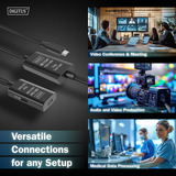 Digitus Aktives USB 3.2 Gen 1 Verlängerungskabel, USB-C Stecker > USB-C Buchse schwarz, 10 Meter, Repeater Kabel
