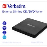 Verbatim Externer Slimline CD-DVD-Brenner, externer DVD-Brenner schwarz, USB-A 2.0