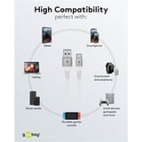 goobay Supersoftes USB 2.0 Textilkabel, USB-A Stecker > USB-C Stecker weiß, 1 Meter