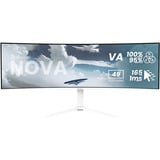 Arozzi Nova 49TUW165, Gaming-Monitor 124.5 cm (49 Zoll), weiß, UWQHD, VA, Curved, HDMI, DP, USB-C, USB-Hub, 165Hz Panel