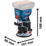Bosch Professional Akku-Kantenfräse GKF 18V-8 Professional solo, 18Volt, Oberfräse blau/schwarz, ohne Akku und Ladegerät, in L-BOXX