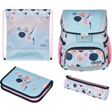 Herlitz Loop Plus Hummingbird, Schulranzen hellblau/rosa, inkl. 16 tlg. Schüleretui, Faulenzermäppchen, Sportbeutel