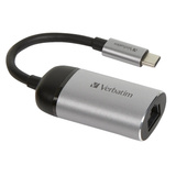 Verbatim USB 3.2 Gen 1 Adapter, USB-C Stecker > RJ-45 Buchse silber/schwarz, 10cm, Gigabit LAN 10/100/1.000 Mbit/s