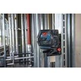 Bosch Akku-Kombilaser GCL 12V-50-22 CG Professional, Kreuzlinienlaser blau/schwarz, grüne Laserlinien und Lotpunkte, inkl. Drehhalterung RM 20 und Baustativ BT 150