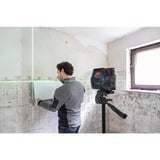 Bosch Akku-Kombilaser GCL 12V-50-22 CG Professional, Kreuzlinienlaser blau/schwarz, grüne Laserlinien und Lotpunkte, inkl. Drehhalterung RM 20 und Baustativ BT 150