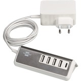 Brennenstuhl estilo USB-Multiladegerät weiß/edelstahl, 5x USB, PD 20 Watt