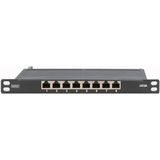 Digitus CAT 6A, Klasse EA Slim Patchpanel, 8 Port schwarz, 0,5 HE, geschirmt