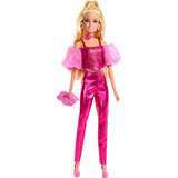 Mattel Barbie Deluxe Style im pinken Metallic Outfit, Puppe 