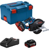 Bosch Akku-Metallkreissäge GKM 18V-50 Professional, Handkreissäge blau/schwarz, 2x Li-Ionen Akku 5,0Ah, in L-BOXX