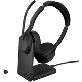 Jabra Evolve2 55, mit Ladestation, Headset schwarz, Stereo, UC, USB-C, Link380c