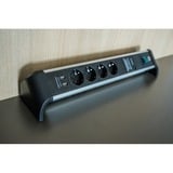 Brennenstuhl Alu-Office-Line Steckdosenleiste 4-fach, für den Schreibtisch schwarz/aluminium, 1,8 Meter Kabel, 60.000A Überspannungsschutz, 2x USB-A