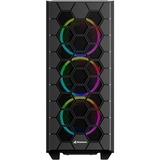 Sharkoon RGB HEX, Tower-Gehäuse schwarz, Seitenteil aus gehärtetem Glas