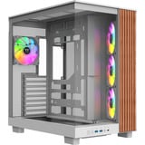 Thermaltake View 380 XL WS ARGB , Tower-Gehäuse weiß/holz, Tempered Glass x 2, Holz-Struktur