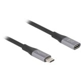 DeLOCK USB4 Gen 3x2 Verlängerungskabel 40 Gbps, USB-C Stecker > USB-C Buchse schwarz/grau, 2 Meter, PD 3.1, Laden mit 240 Watt