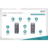 Digitus 14 Port Dockingstation grau/schwarz, HDMI, DP, USB-A, USB-C, USB4, 3,5mm, SD/MicroSD, 8K