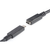 Digitus USB 2.0 Verlängerungskabel, USB-C Stecker > USB-C Buchse schwarz, 2 Meter, PD 60 Watt