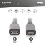 Digitus USB 2.0 Verlängerungskabel, USB-C Stecker > USB-C Buchse schwarz, 2 Meter, PD 60 Watt