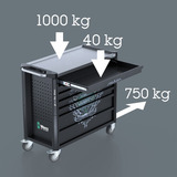 Wera 9702 Tool Rebel Werkstattwagen Stainless XXL 2, mit Bestückung, Werkzeugwagen schwarz/silber,  202-teilig, im exklusiven Tool Rebel Design