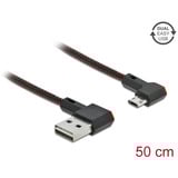 DeLOCK Easy-USB 2.0 Typ-A auf Typ Micro-B, Kabel schwarz/rot, gewinkelt links / rechts