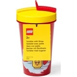Room Copenhagen LEGO Becher mit Strohhalm Iconic Girl Bright Red rot/gelb, 500ml