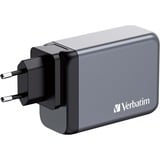 Verbatim GaN-Ladegerät 240W, 1x USB-A , 3x USB-C grau, PD 3.0, QC 3.0