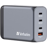 Verbatim GaN-Ladegerät 240W, 1x USB-A , 3x USB-C grau, PD 3.0, QC 3.0