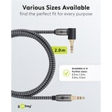 goobay Plus Audio Verbindungskabel AUX 3,5mm stereo, 90° schwarz/silber, 2 Meter, abgewinkelt
