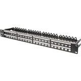 Digitus Modulares High Density Patchpanel, 48-Port, Rack Mount, geschirmt schwarz, 1 HE, für Keystone-Module, mit Beschriftungsfeld