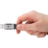goobay Ethernet-Kabel USB-A 3.2 Gen1 Stecker > RJ-45 Stecker, LAN-Adapter schwarz/silber, 15 Meter, geflochtener Textilmantel