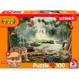 Schmidt Spiele Schleich: Wild Life - Im Regenwald, Spielfigur 100 Teile, inkl. Schleich Krokodiljunges Figur