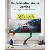 goobay Single-Monitorhalterung Gaming mit Gasdruckfeder schwarz, für Monitore von 17" - 49" (43 - 124cm)