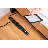 Brennenstuhl Steckdosenleiste 6-fach mit 1x USB-C, 1x USB-A schwarz/anthrazit, 2 Meter, 13.500A Überspannungsschutz