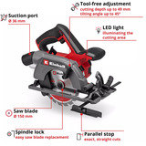 EINHELL Power X-Change Akku-Handkreissäge CG2400SV TE-CS 18/150-2 Li-Solo, 18Volt rot/schwarz, ohne Akku und Ladegerät