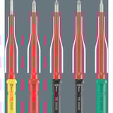 Wera Kraftform Kompakt VDE Stainless 17 extra slim 1 Tool Finder, 17-teilig, Schraubendreher rot/blau, inkl. 2 Steckgriffe, VDE-Wechselklingen