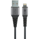 goobay USB 2.0 Adapterkabel, USB-A Stecker > Lightning Stecker grau/silber, 1 Meter, gesleevt, Metallstecker