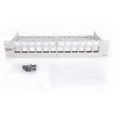 Digitus Modulares Patchpanel, 12-Port, unbestückt grau, 1 HE, für Keystone-Module