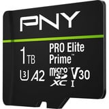 PNY Pro Elite Prime microSD 1 TB, Speicherkarte schwarz/grün, Class 10, U3, V30, A2, SD-Adapter