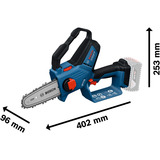 Bosch Akku-Astsäge GKE 18V-15 Prodessional solo, 18Volt, Kettensäge blau, ohne Akku und Ladegerät
