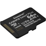 Kingston Canvas Select Plus 64 GB MicroSDXC, Speicherkarte schwarz, UHS-I U1, Class 10, V10