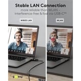 goobay Ethernet-Adapterkabel USB-C 3.2 Gen2 > RJ-45, Slim schwarz/grau, 1 Meter
