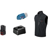 Bosch Professional Heat+Jacket GHV 12+18V Kit Größe M, Arbeitskleidung schwarz, inkl. Ladegerät GAL 12V-20 Professional, 1x Akku GBA 12V 2.0Ah