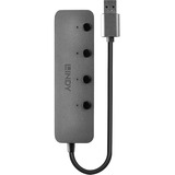 Lindy 4 Port USB 3.0 Hub mit Ein-/Ausschaltern, USB-Hub 