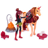 Spin Master Unicorn Academy - Cinders Lagerfeuer-Set, Spielfigur mit Valentina, Cinder und Zubehör