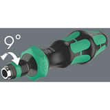 Wera 838 RA-R L Bits-Handhalter mit Ratschenfunktion, Schraubendreher schwarz/grün, 1/4", mit Rapidaptor Schnellwechselfutter