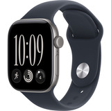Apple Watch Series 12, Smartwatch grau, Aluminium, 42 mm, Sportarmband Navyblau S/M, Cellular
