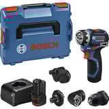 Bosch Akku-Bohrschrauber GSR 12V-32 FC Professional, 12Volt blau/schwarz, 2x Li-Ionen Akku 2,0Ah, L-BOXX, Metallbohrfutteraufsatz, Winkelaufsatz, Exzenteraufsatz 