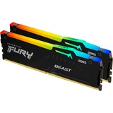 Kingston FURY DIMM 32 GB DDR5-6000 (2x 16 GB) Dual-Kit, Arbeitsspeicher schwarz, KF560C30BBAK2-32, FURY Beast RGB, INTEL XMP