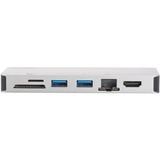 Digitus USB Type-C Multiport Travel Dock, Dockingstation silber, HDMI, VGA, USB-A, LAN